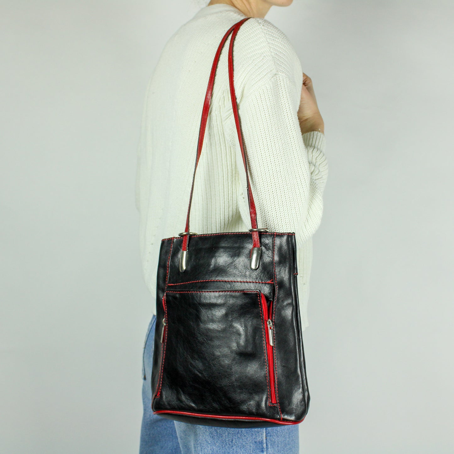 Vintage Leather Backpack and Shoulder Bag