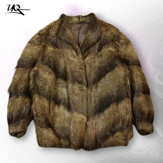 Silver Fox Fur Coat (Size-XL)